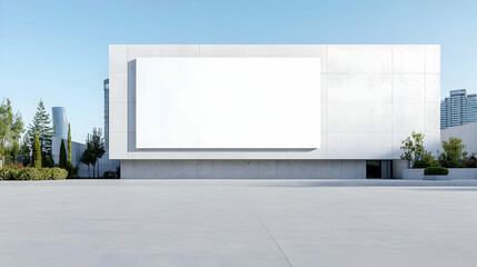 Obraz premium Modern Minimalist Architecture with Empty Billboard and Clear Sky