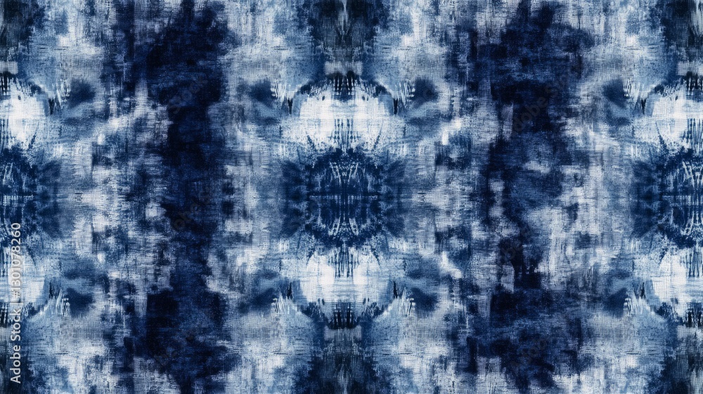 Wall mural indigo and grey shibori patterns, creating an abstract design with multiple layers for depth. the ba