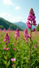 Tall stems of Achillea millefolium in a field, meadow, countryside, achillea millefolium