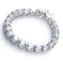 Obraz premium a diamond tennis bracelet clipart, luxury jewelry element, classic design, sparkling white stones, isolated on white background