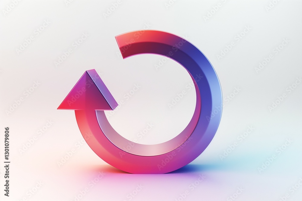 Poster a colorful, 3d circular arrow icon with a vibrant gradient, symbolizing refresh and renewal.