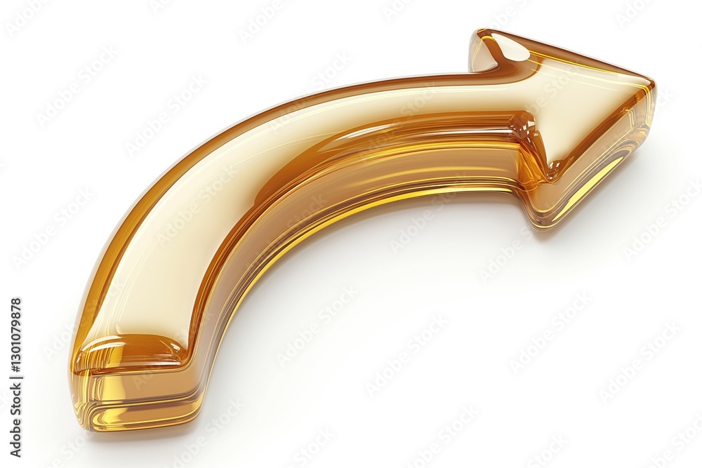 Poster a glossy golden arrow pointing right, symbolizing direction and progress.