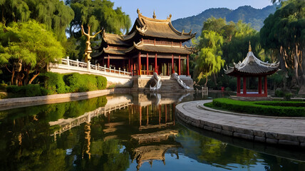 chinese pavilion in the garden