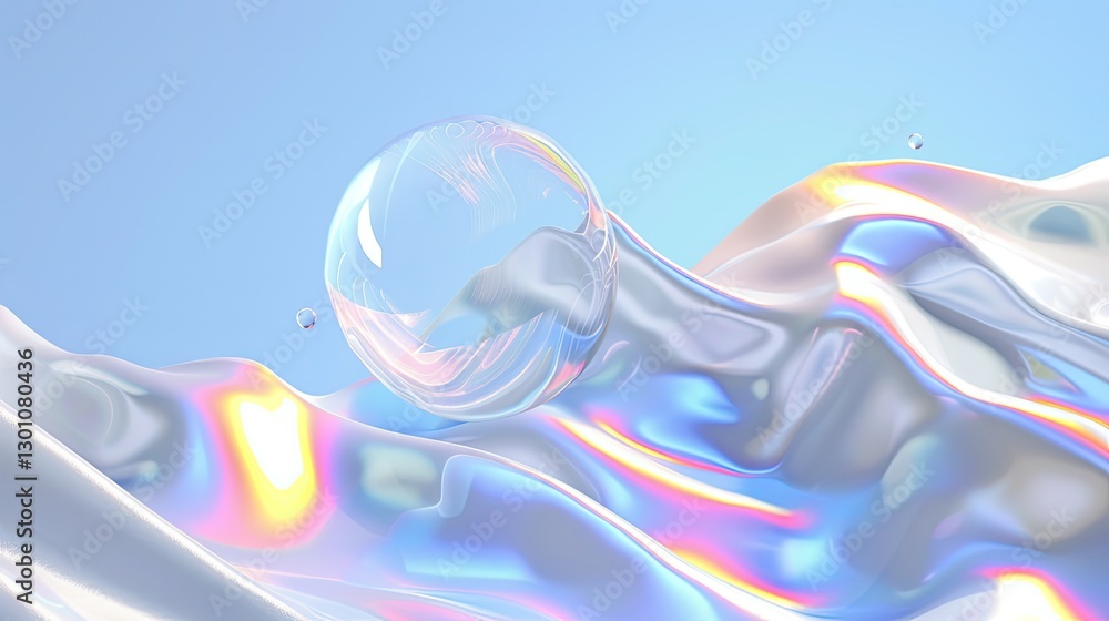 Poster dynamic liquid motion with colorful reflections digital art abstract environment aesthetic viewpoint