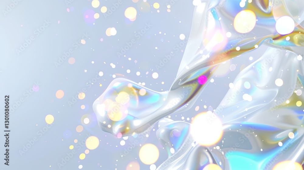 Poster dynamic light reflections and colorful particles abstract space digital art modern close-up creativi