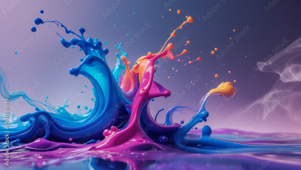 Poster vibrant splashes of color in abstract motion