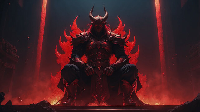 Medieval Fantasy Demon King on Throne