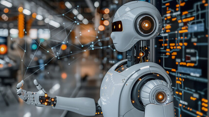 Fototapeta premium Advanced Humanoid Robot with AI Interface