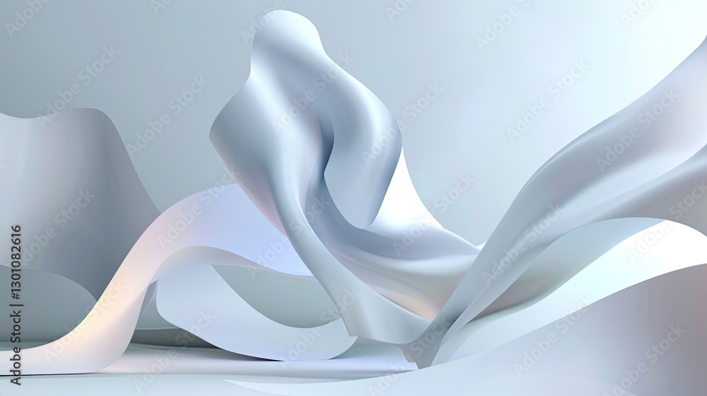 Aufkleber dynamic flowing shapes abstract space digital art minimalist environment artistic viewpoint