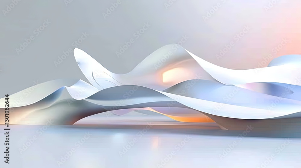 Aufkleber dynamic abstract waves digital space 3d render modern design aesthetic conceptual art