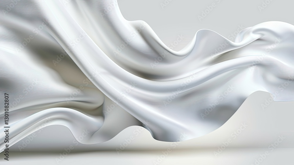 Aufkleber flowing white fabric movement studio setting abstract image soft texture aesthetic concept
