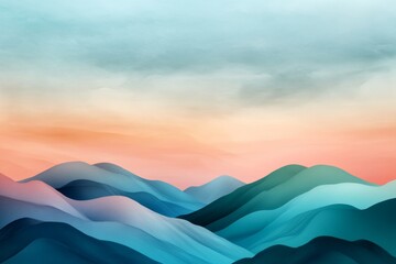 A simple canyon silhouette against a gradient sky, using soft pastel colors