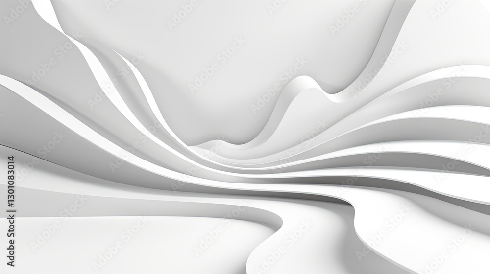 Poster dynamic white wave patterns abstract design digital art modern space aesthetic view contemporary con