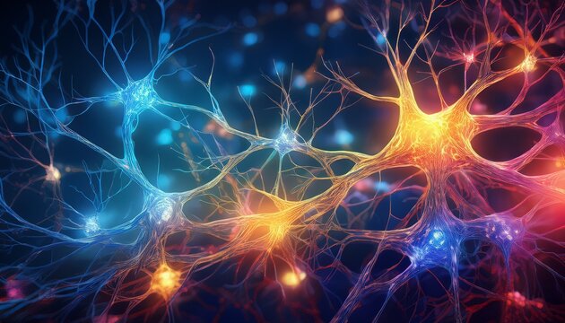 neuron brain cell medical background science neural connection bright color lights