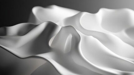Obraz premium Abstract White Fabric Sculpture Monochrome Flowing Texture and Soft Light