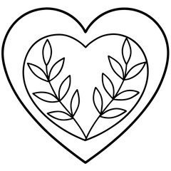 Line Art Heart with Organic Elements