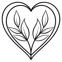 Line Art Heart with Organic Elements