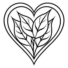 Line Art Heart with Organic Elements