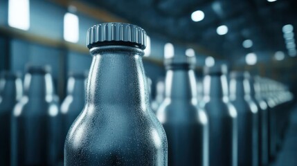 Action-packed brewery production scene industrial setting beer bottling factory environment close-up viewpoint