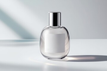 Soft, natural light highlights a minimalist mandelic acid serum bottle mockup, designed for beauty and skincare marketing