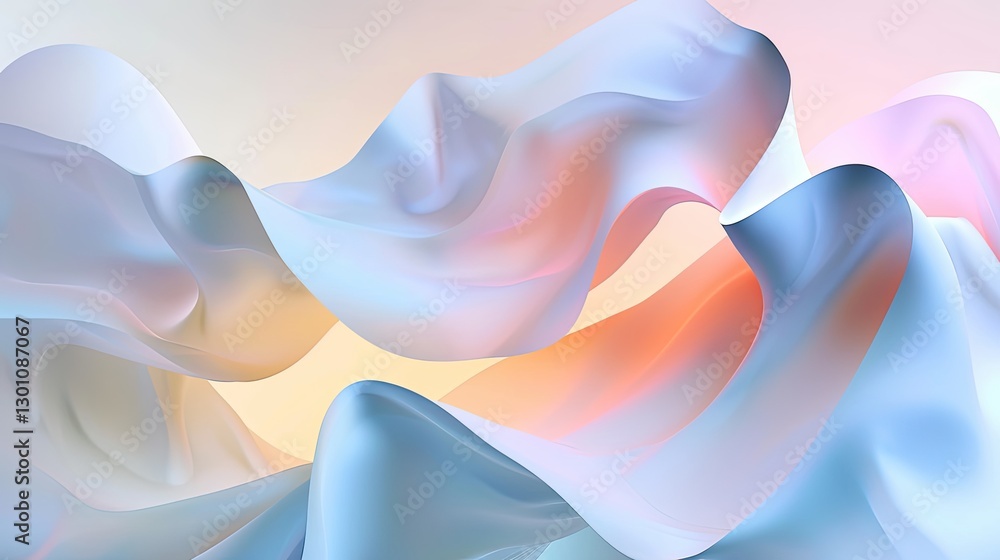 Poster flowing abstract textures digital art modern style soft colors clean view aesthetics for serenity