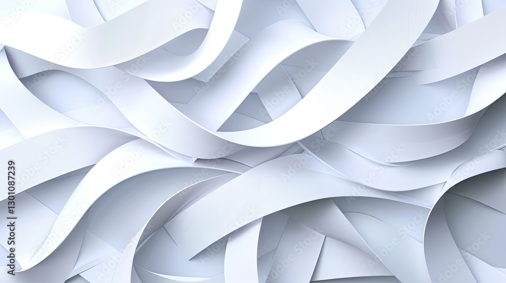 Aufkleber creating artistic white paper wave patterns studio abstract art clean close-up design inspiration
