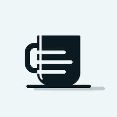 very simple flat and single minimalist Mug Silhouette in black on a white background