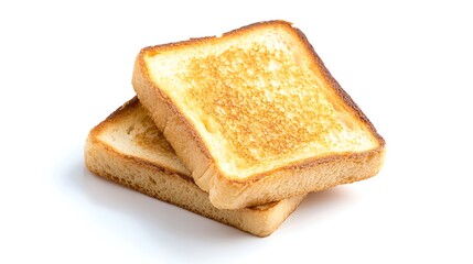 Fototapeta premium Crispy toast slices on white background food photography minimalist style culinary art