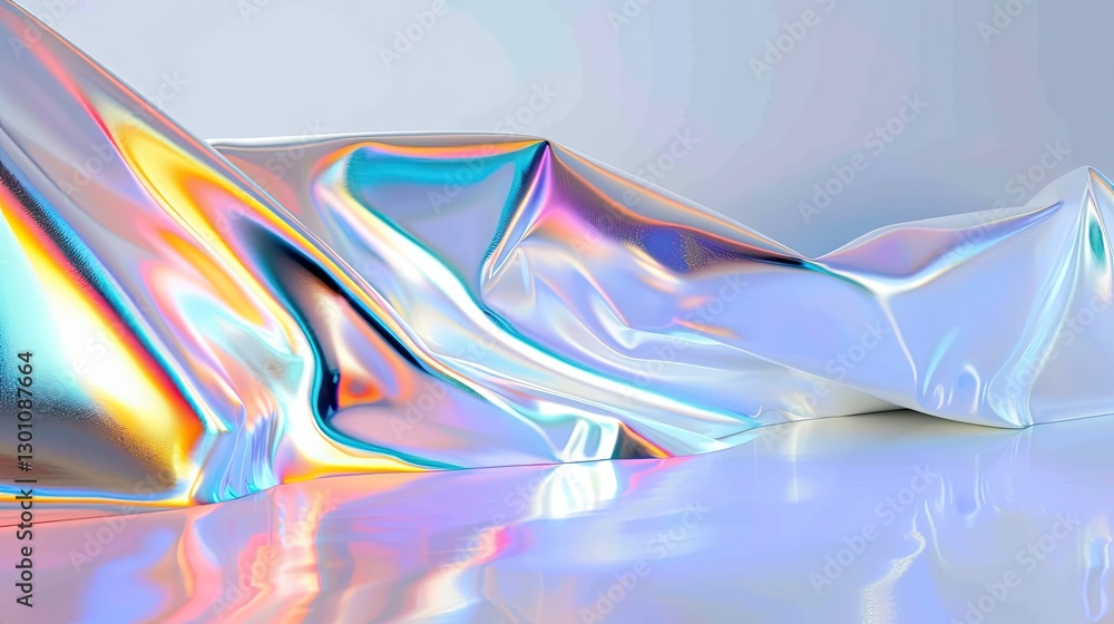 Aufkleber shimmering holographic fabric flow studio setting abstract art modern environment close-up view visu