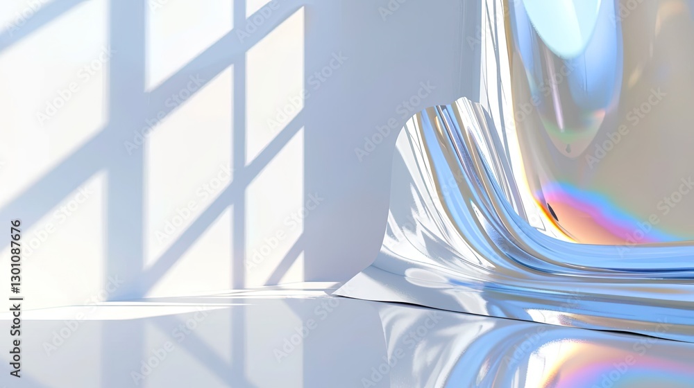 Poster fluid reflection artwork studio setting digital art minimalist environment close-up view modern aest