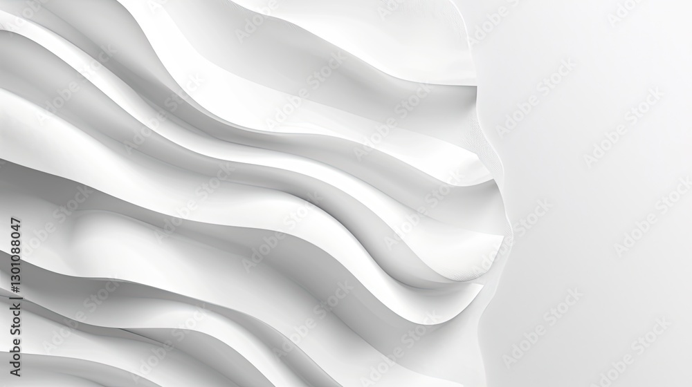 Poster dynamic waves of white textured patterns minimalist space abstract art modern design close-up view i