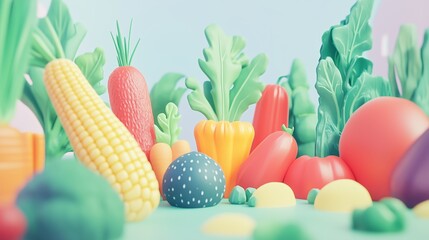The pastoral scenery of cartoon vegetables