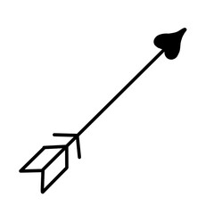 A sleek, hand-drawn arrow with a bold triangular tip, used for direction and emphasis.