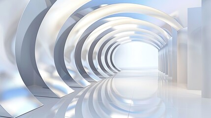 Obraz premium Futuristic architectural design modern gallery digital art minimalistic environment wide-angle viewpoint