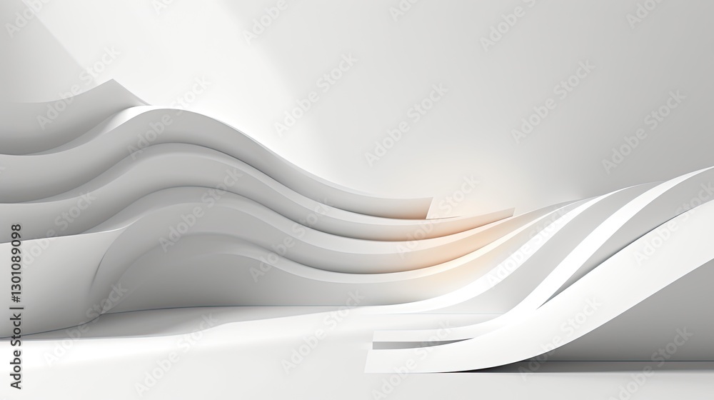Aufkleber dynamic curved white structure modern gallery digital art minimalist eye-level abstract design