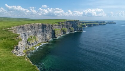 Coastal Cliffs and Ocean Panorama Under a Partly Cloudy Sky