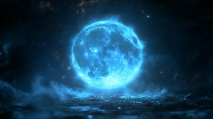 Obraz premium Glowing Celestial Body Above a Dark Expanse