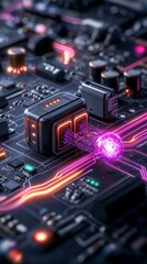 Fototapeta premium Futuristic circuit board with glowing components