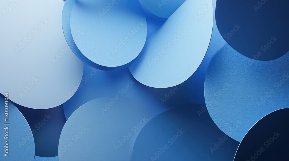 Aufkleber abstract blue circles background design with overlapping shapes and light