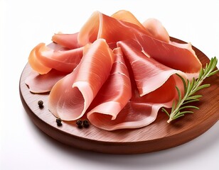 delicious slices of prosciutto culinary delight kitchen gourmet isolated on white background