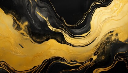luxurious black and gold ink style watercolor texture with fluid patterns