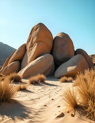 "Serene Desert Rock Formation at Dusk"