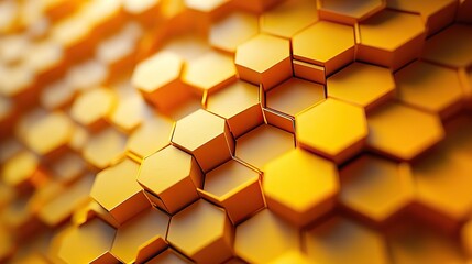 Trendy abstract diagonal geometric composition with bright yellow paper hexagons.