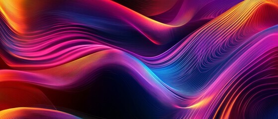 Abstract wave lines pattern dynamic colorful light flowing isolated on black background. concept of music, party, technology, modern. Abstract flowing wavy lines. Colorful dynamic wave