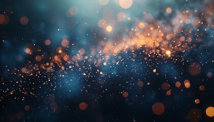 Fototapeta premium Radiant golden fireworks bursting against a deep blue night sky in a festive celebration scene