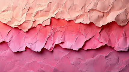 Obraz premium Trendy coral colored textured background made from crumpled orange-pink craft paper.