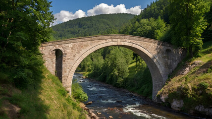 Fototapeta premium bridge over the river in the mountains