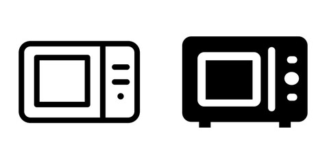 Microwave Vector Icon Set &ndash; Kitchen, Appliances & Cooking Essentials