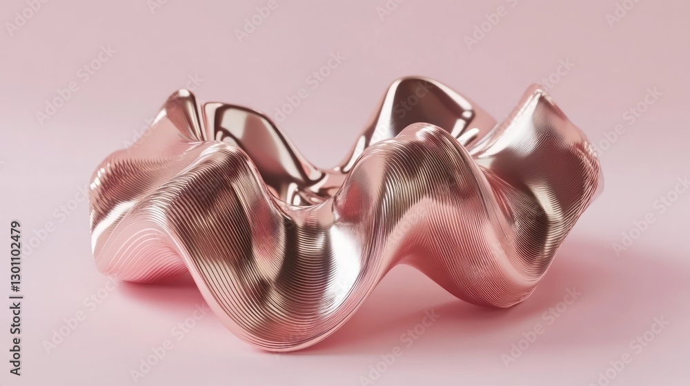 Aufkleber abstract rose gold object with wavy pattern on a pink background