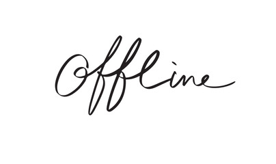 Offline text font calligraphy hand written lettering script black color object design graphic icon offline online web business communication computer network banner offline close media calligraphy web